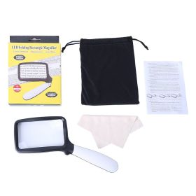 Rectangular Handheld Folding Magnifying Glass With Light