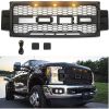 Front Grille For 2017 2018 2019 Ford f250 f350 Super Duty Raptor Grill W/LED Lights & Letters Matte Black