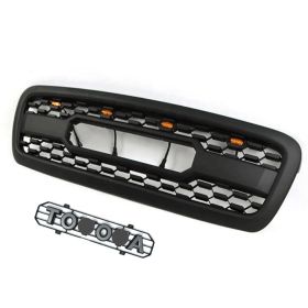 TRD PRO Aftermarket Front Grill For 1st Gen 2001 2002 2003 2004 Toyota Sequoia W/E Lights and Letters Matte Black