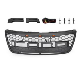 Raptor Grill For 2011 2012 2013 2014 2015 Ford Explorer W/E lights W/letters Matte Black