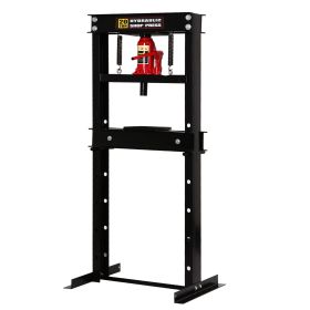 20-Ton Hydraulic Shop Press with Press Plates, H-Frame Garage Floor Press, Adjustable Working Table Height