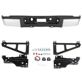 Pickup Rear Bumper Chevrolet Silverado 1500 2007-2013-Silver/Steel/Hole