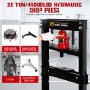 20-Ton Hydraulic Shop Press with Press Plates, H-Frame Garage Floor Press, Adjustable Working Table Height
