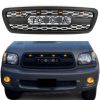 TRD PRO Aftermarket Front Grill For 1st Gen 2001 2002 2003 2004 Toyota Sequoia W/E Lights and Letters Matte Black