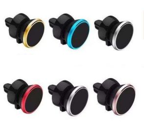 Car mobile phone navigation bracket mobile phone rack outlet magnetic car 360 degree magnetic rotating magnet bracket (Color: Red)
