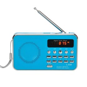 Multi-function card radio portable memory MP3 music player small speaker (Color: Blue)