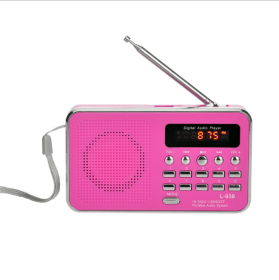 Multi-function card radio portable memory MP3 music player small speaker (Color: Pink)