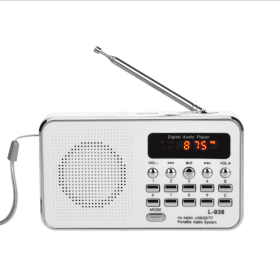 Multi-function card radio portable memory MP3 music player small speaker (Color: White)