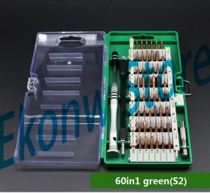 Screwdriver Set S2 Alloy Steel Mobile Phone Computer Household Maintenance Disassembly Tool (Option: Green-60in1)